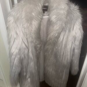 Express Gray Faux Fur Coat
